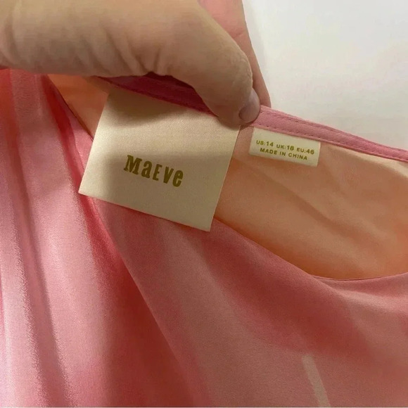 Maeve Anthropologie Avalonne Silk One Shoulder Dress Size 14 - Picture 3 of 7